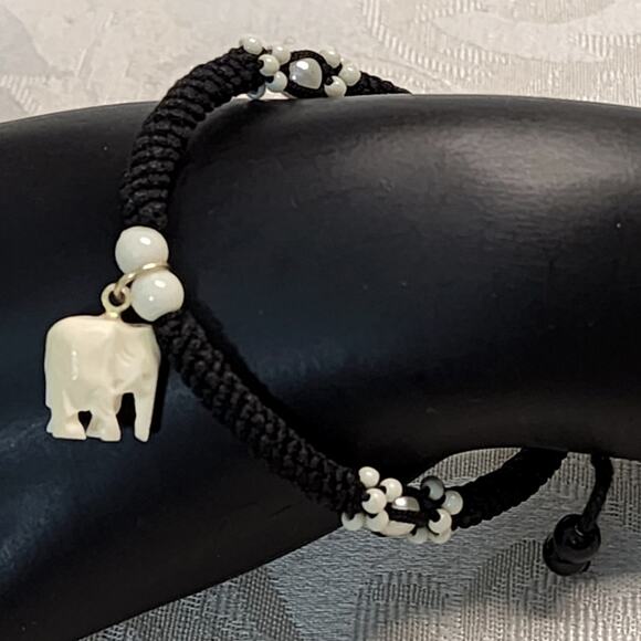 Vintage 90's Rope African Style Elephant Charm Bracelet - Picture 1 of 8